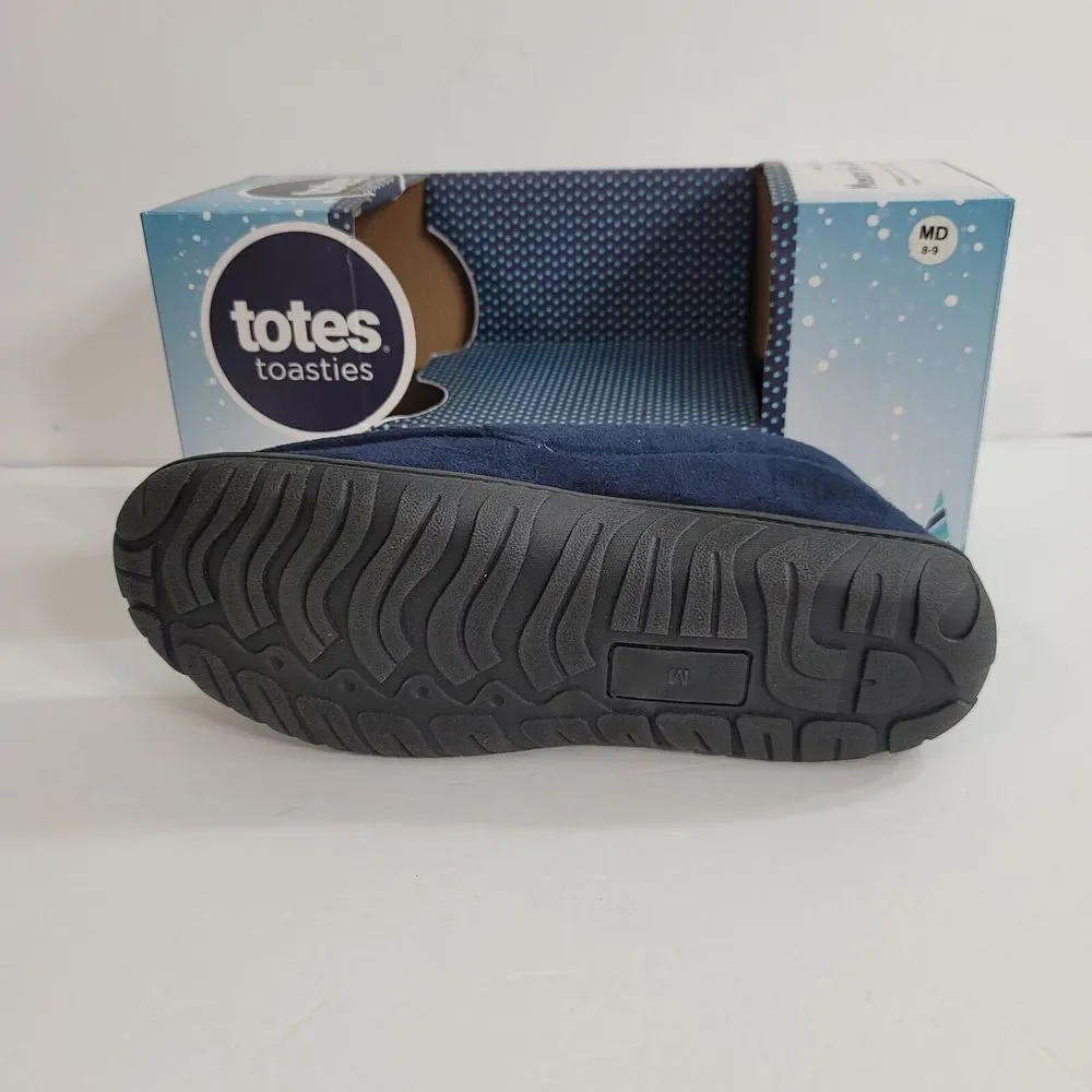 Totes Loafer Slippers Mens Medium 8-9 Faux‎ Suede Slip On Navy Blue $44 NEW